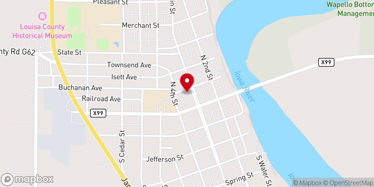 Map showing location of First Presbyterian Church