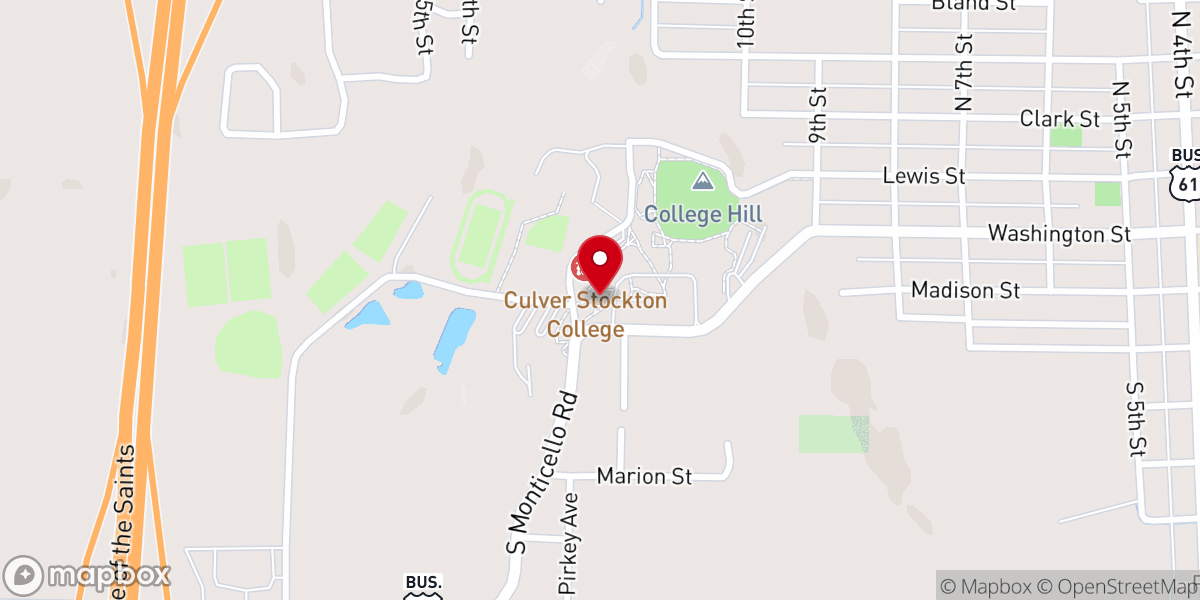 Map showing location of Culver-Stockton College