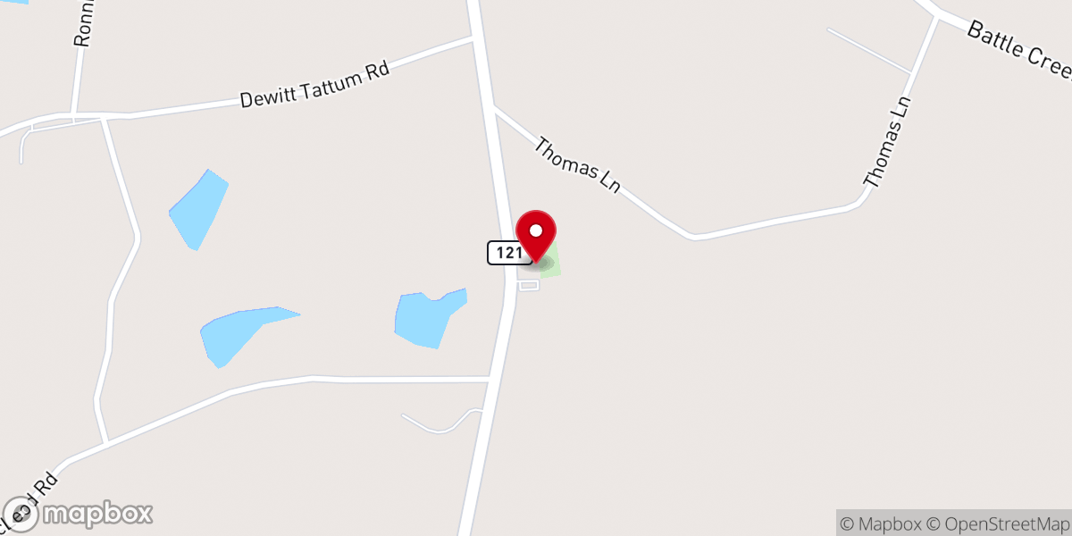 Map showing location of Pineview Baptist Church