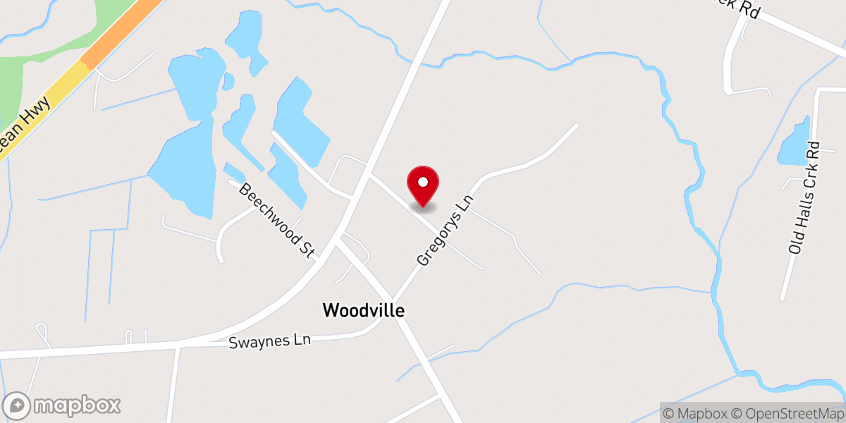 Map showing location of Woodville Pentecostal Holiness Church