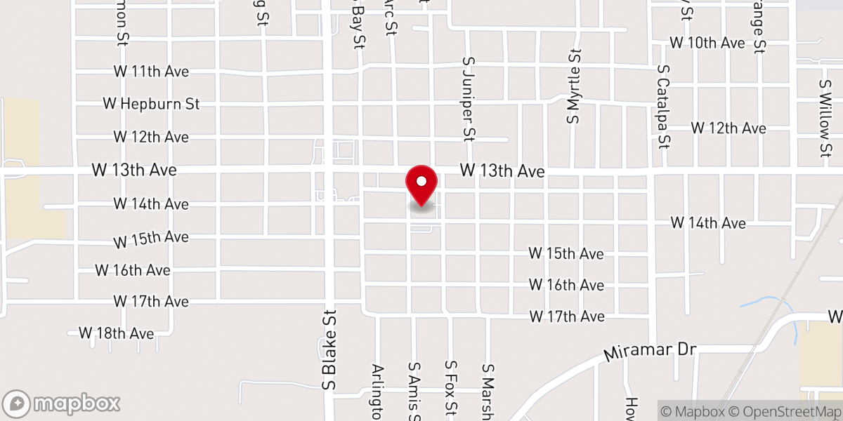 Map showing location of Highland Baptist Church