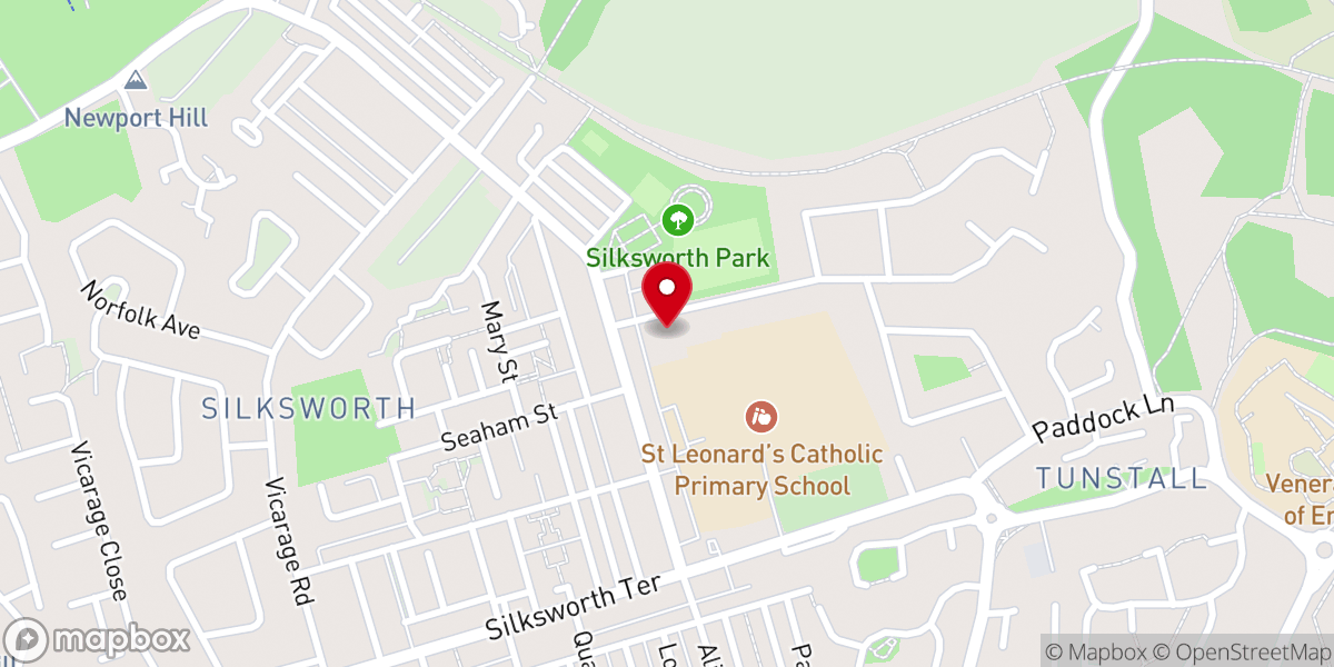 Map showing location of New Silksworth Independent Methodist Church