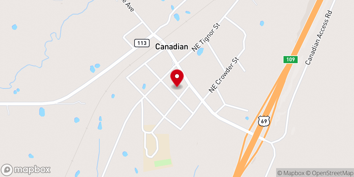 Map showing location of Canadian United Methodist Church