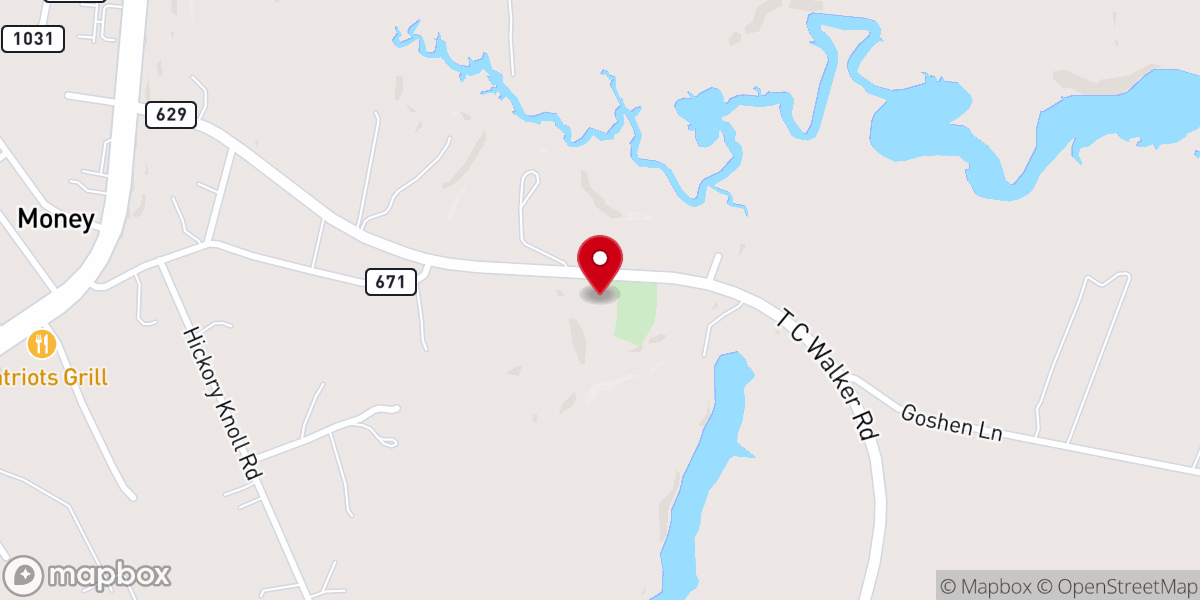 Map showing location of Zion Poplars Baptist Church