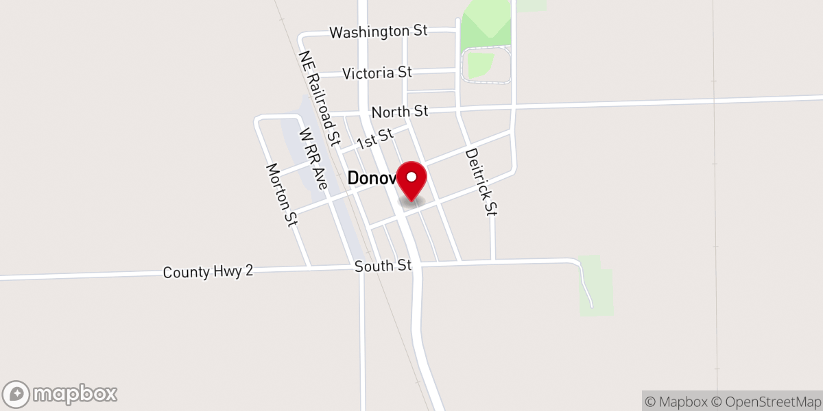 Map showing location of Community Building, Donovan