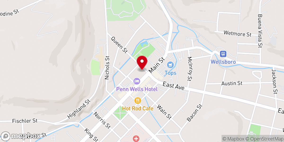 Map showing location of Wellsboro Area Food Pantry