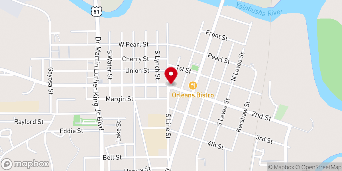 Map showing location of First Presbyterian Church Grenada