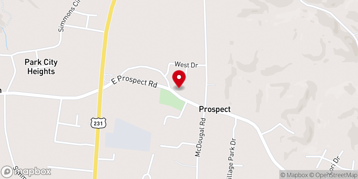 Map showing location of Prospect Baptist Church