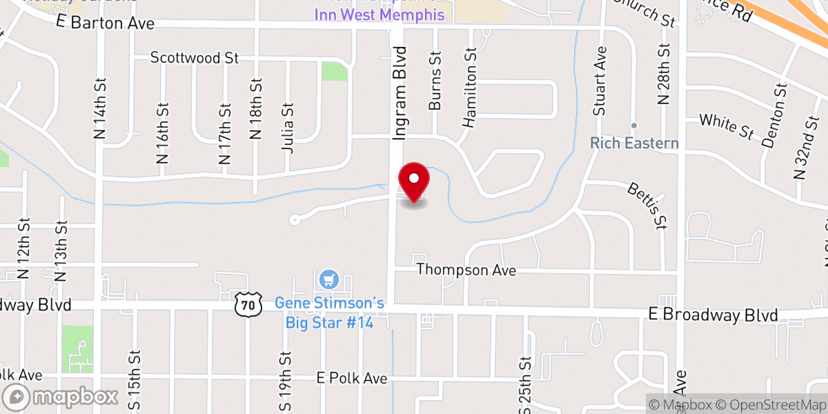 Map showing location of Second St John Missionary Baptist Church