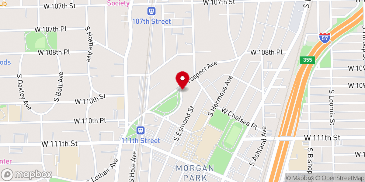 Map showing location of Chicago Seventh Day Church of God