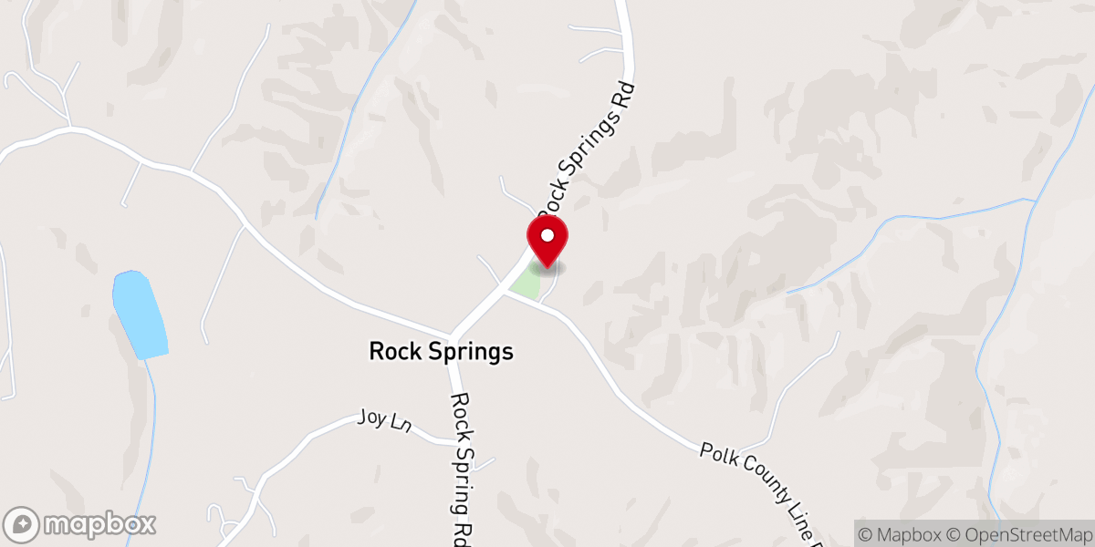 Map showing location of Rock Springs Baptist Church