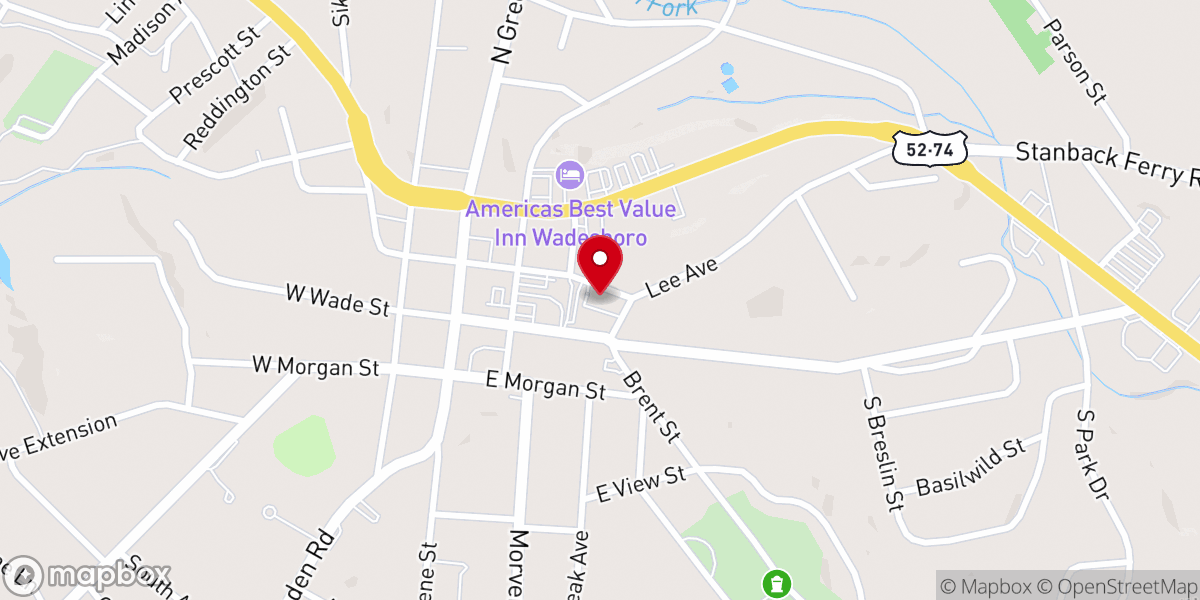 Map showing location of First Baptist Church