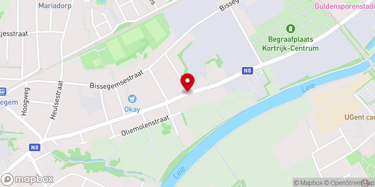 Map showing location of Evangelisch kerk de pottenbakker meensesteenweg kortrijk