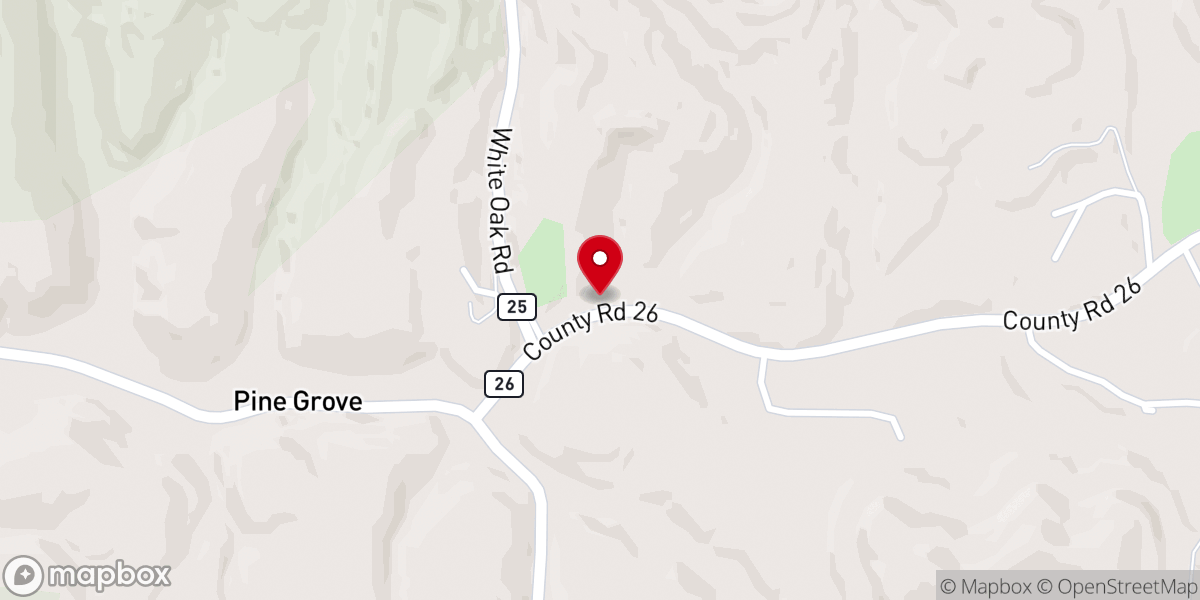 Map showing location of Pine Grove Free Will Baptist