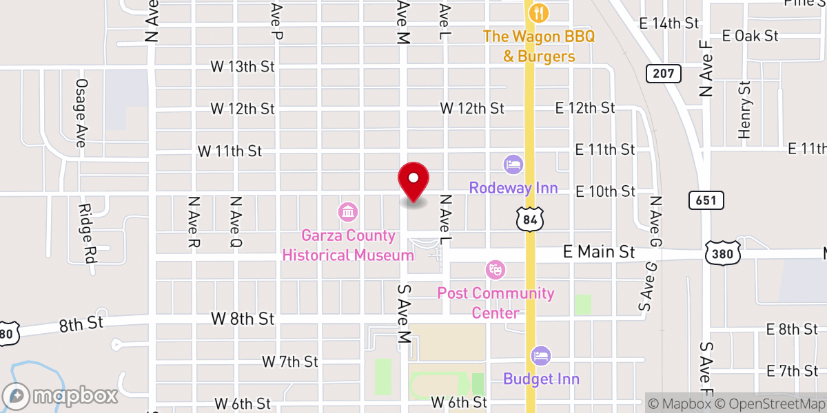 Map showing location of Post Church of Christ