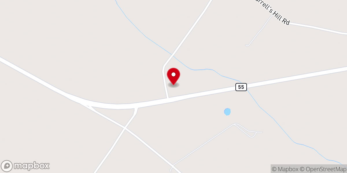 Map showing location of Thunder Swamp Pentecostal Holiness Church