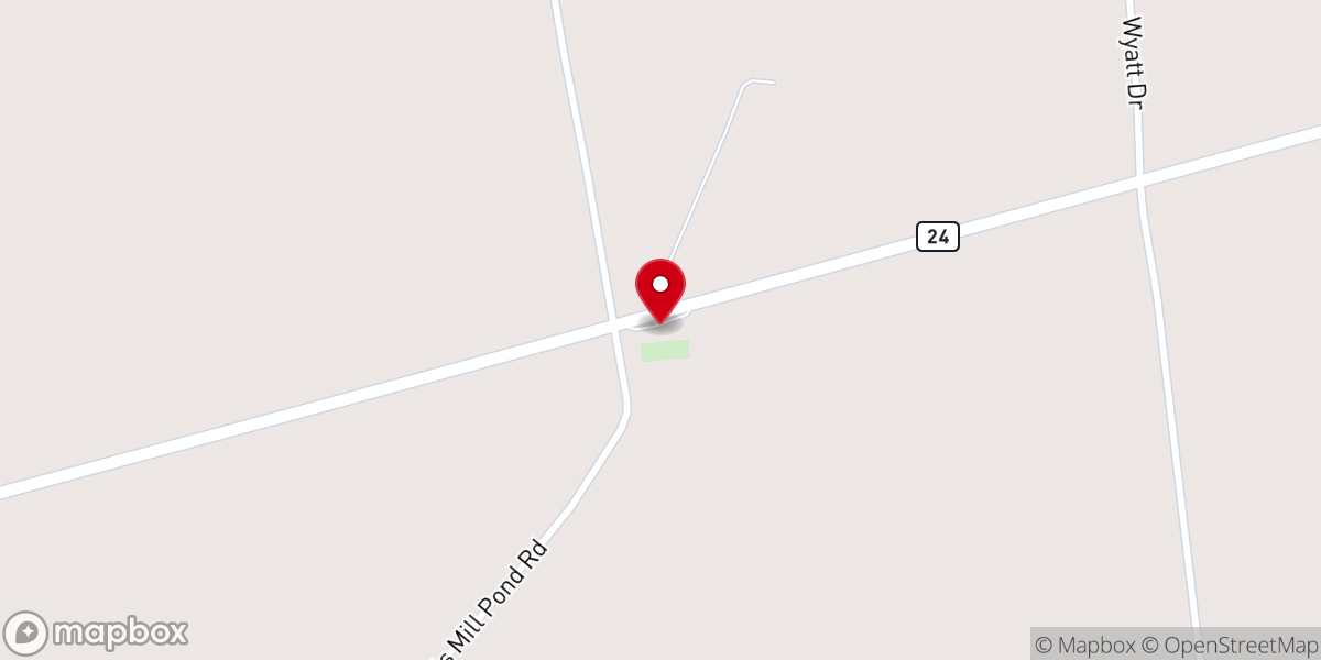 Map showing location of Bryant Grove Baptist Church