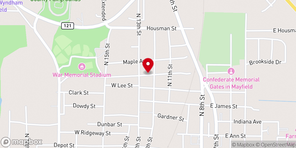 Map showing location of Northside Baptist Church