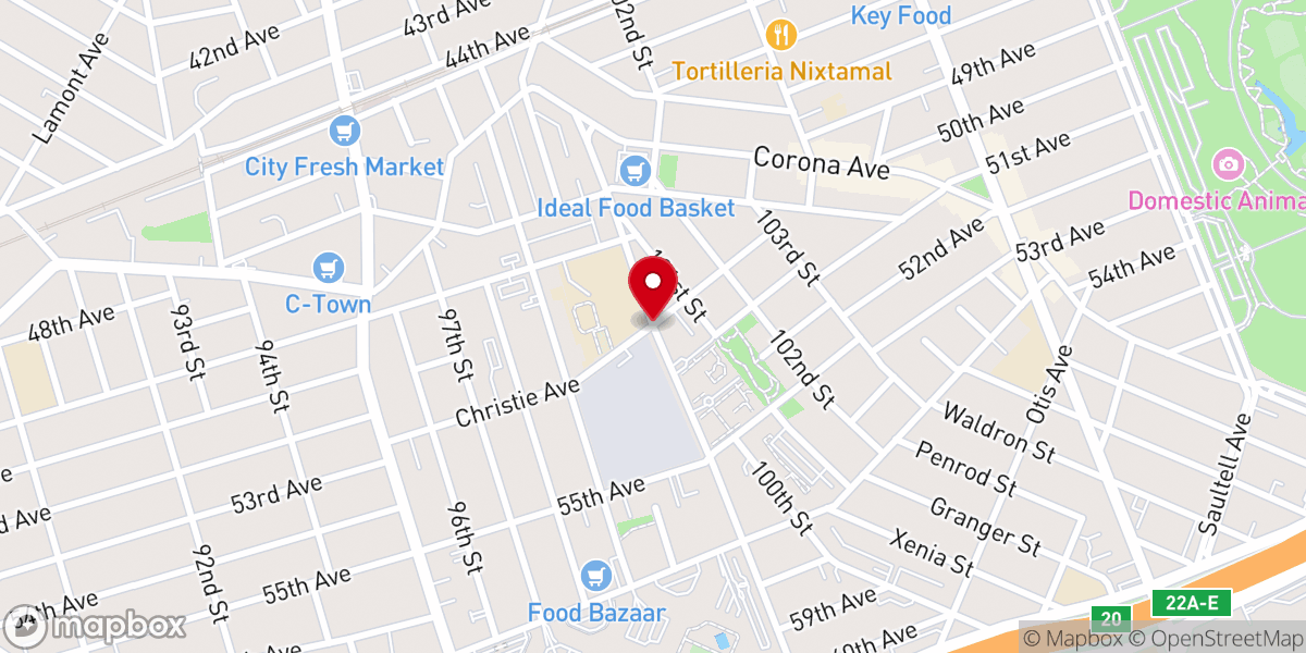 Map showing location of New Life Baptist Church Queens
