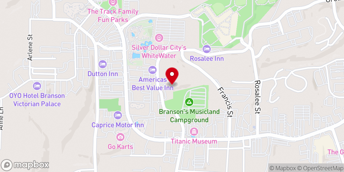 Map showing location of Elevate Branson