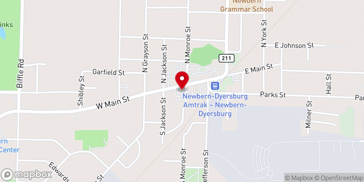 Map showing location of Newbern Methodist Church