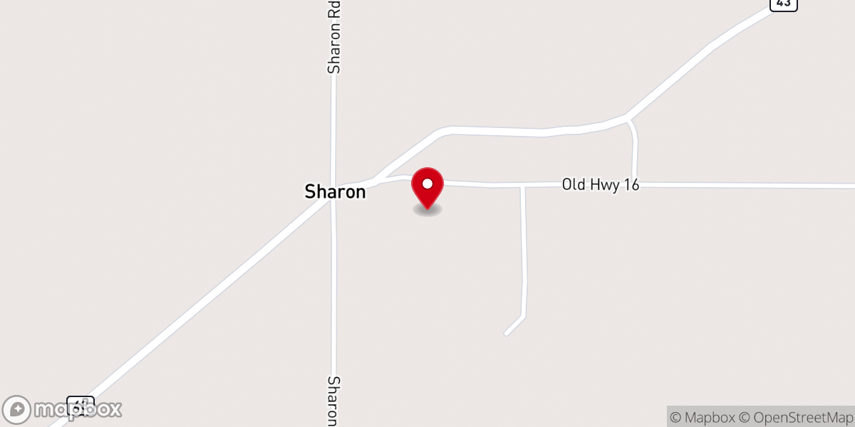 Map showing location of Sharon Methodist Church