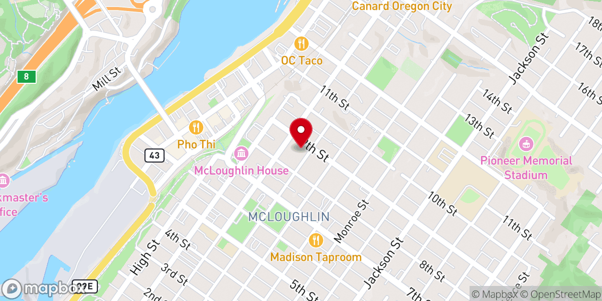 Map showing location of First Baptist Church of Oregon City