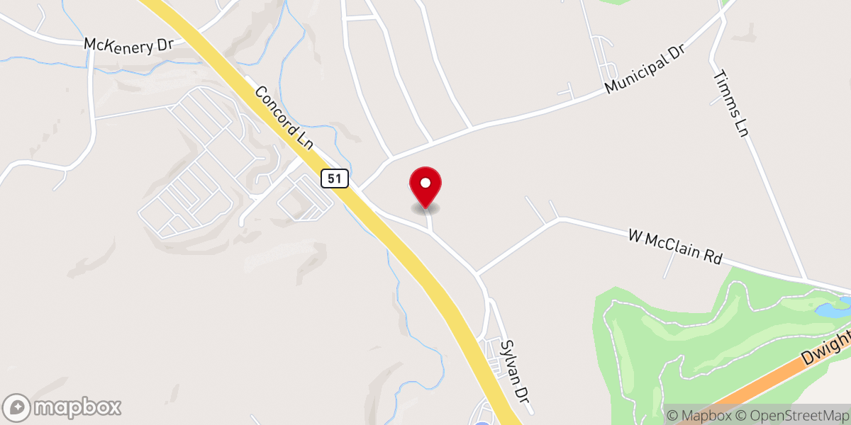 Map showing location of Concord Church