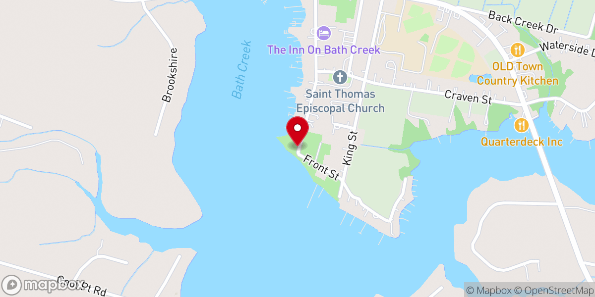 Map showing location of Edward “Blackbeard” Teach Historical Marker