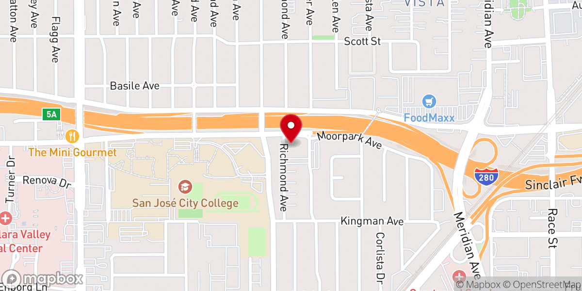 Map showing location of Grace Emmaus of Silicon Valley