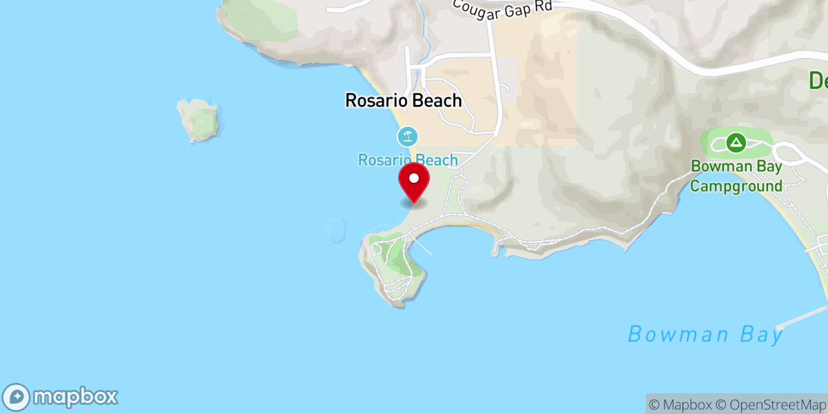 Map showing location of Rosario Beach