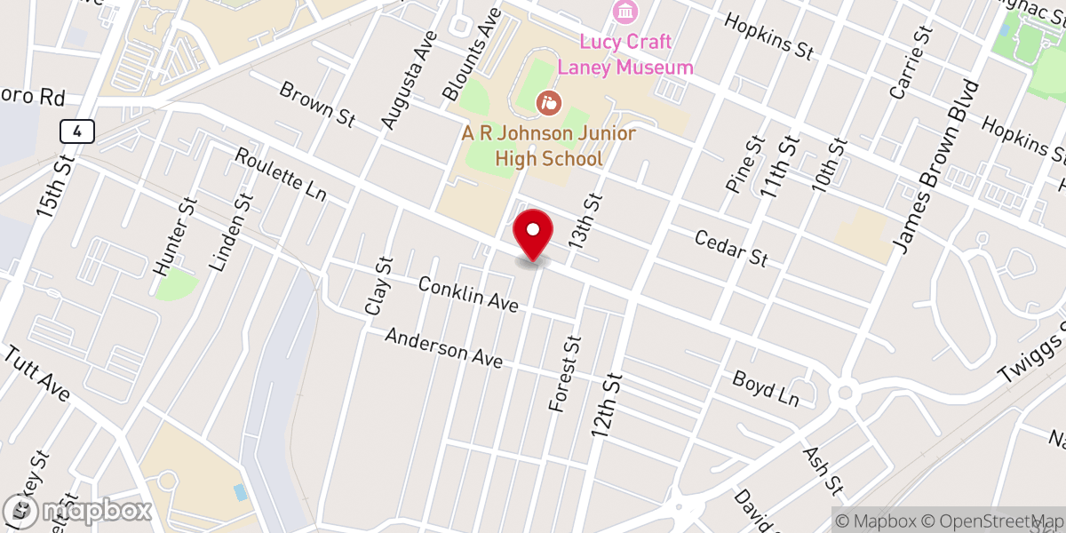 Map showing location of Mount Calvary Baptist Church
