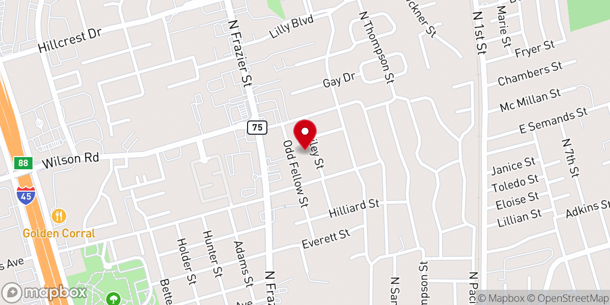 Map showing location of Conroe Church