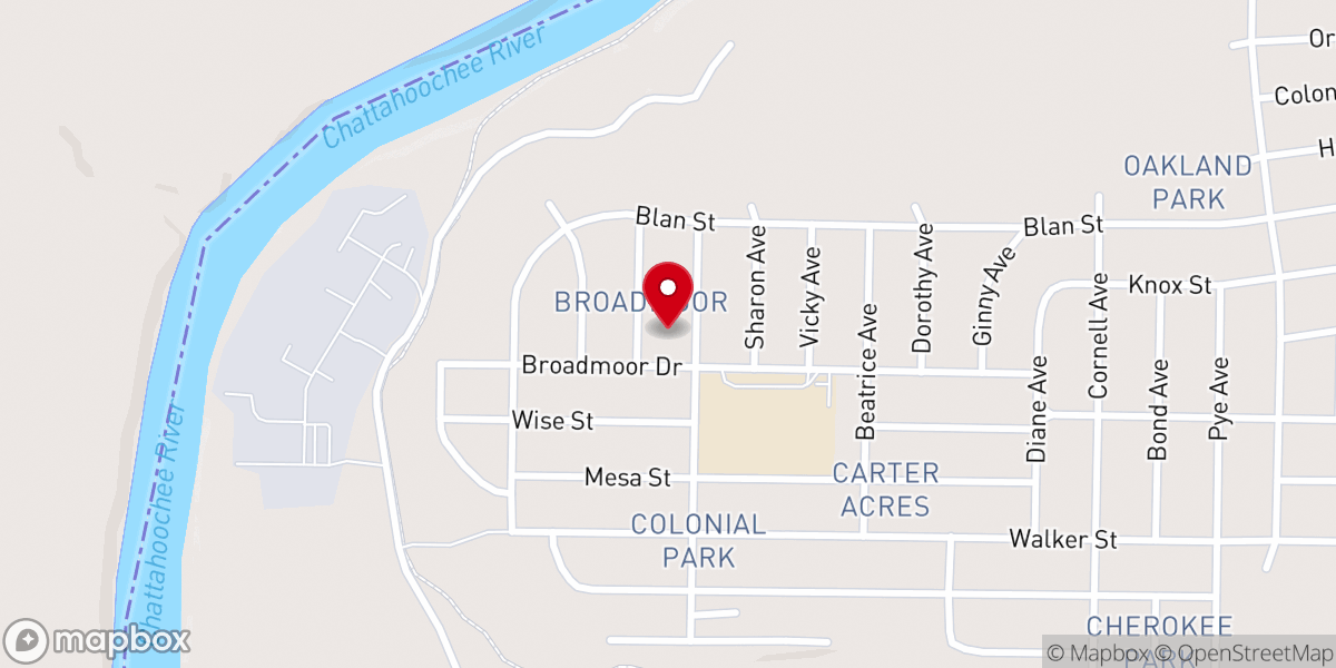 Map showing location of Asbury United Methodist Church