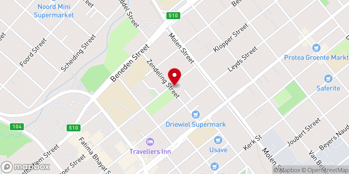 Map showing location of Full Gospel Church of God, Rustenburg