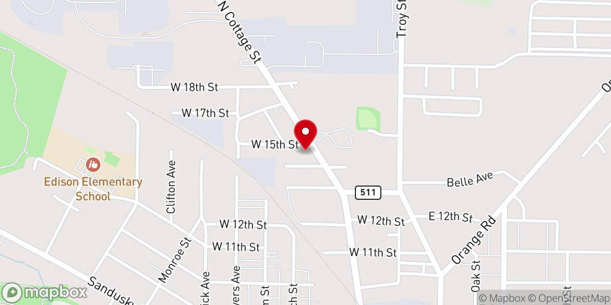 Map showing location of Ashland Worship Center