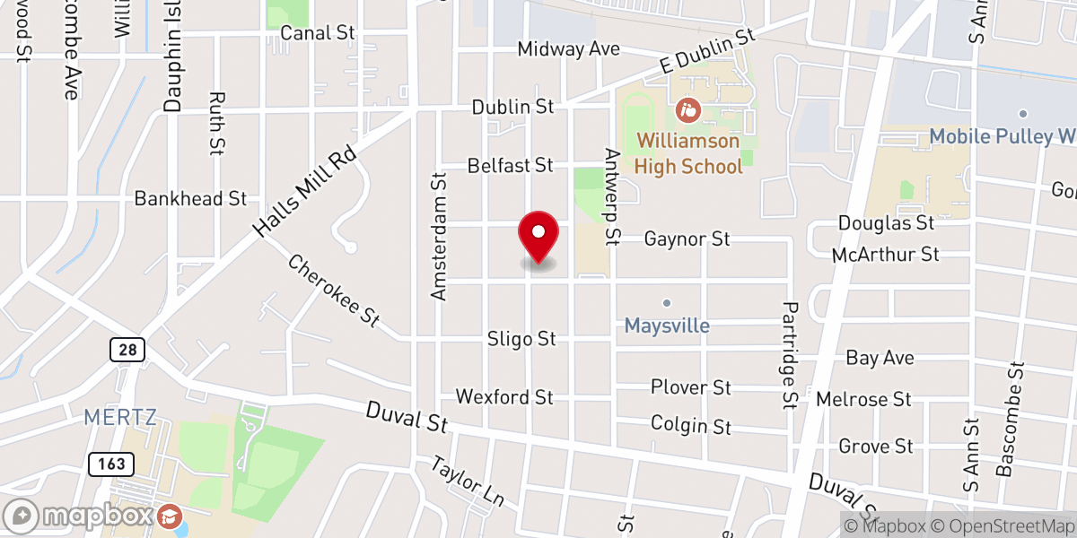 Map showing location of Mount Calvary Lutheran Church