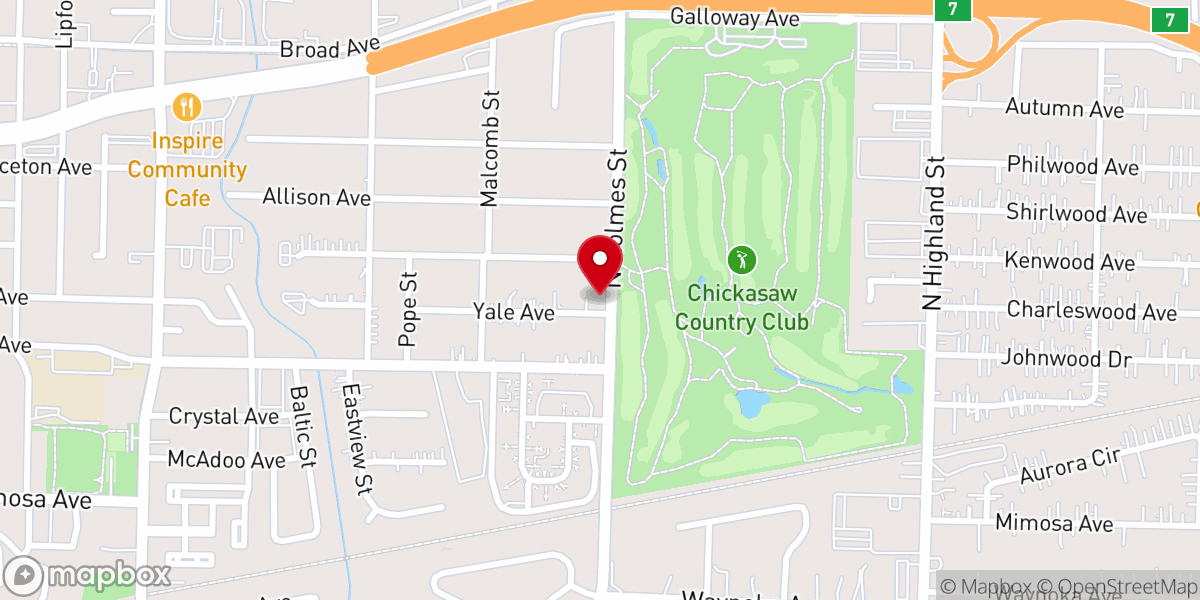 Map showing location of New Vineyard Baptist Church