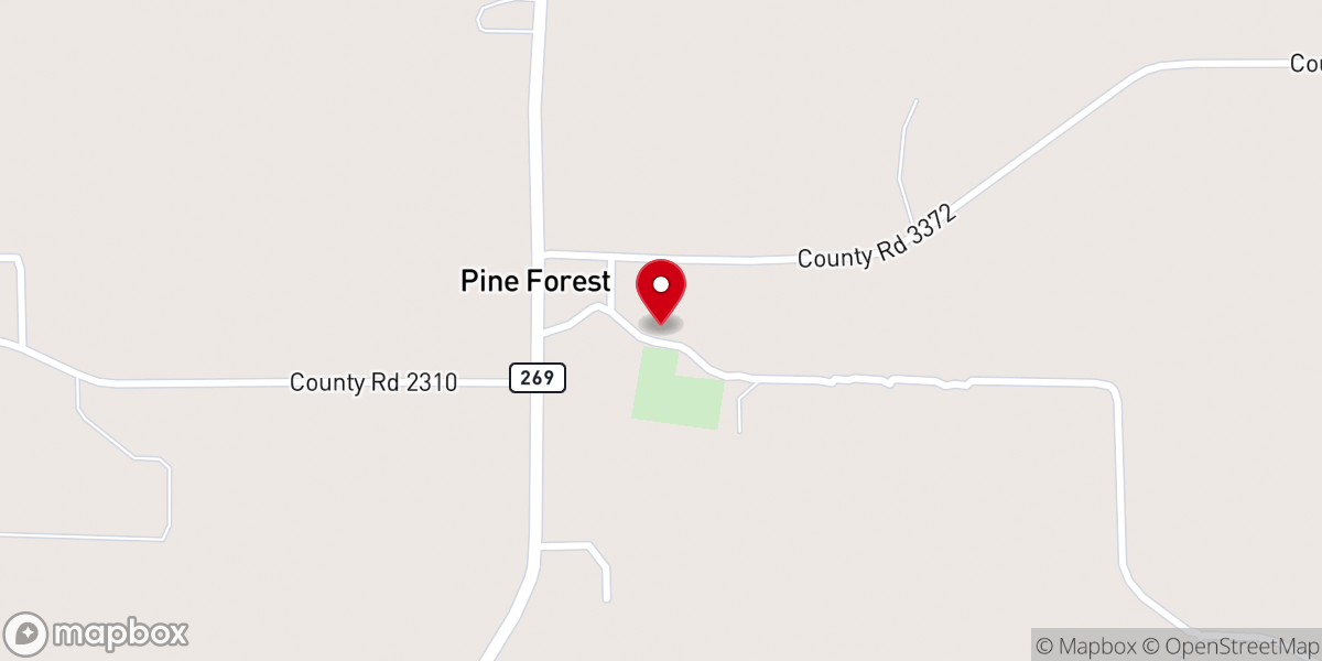 Map showing location of Pine Forest United Methodist Church