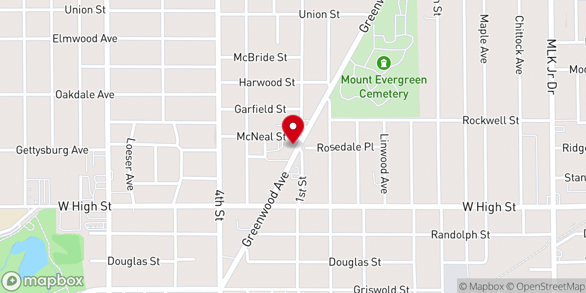 Map showing location of 1208 Greenwood Free Methodist Church