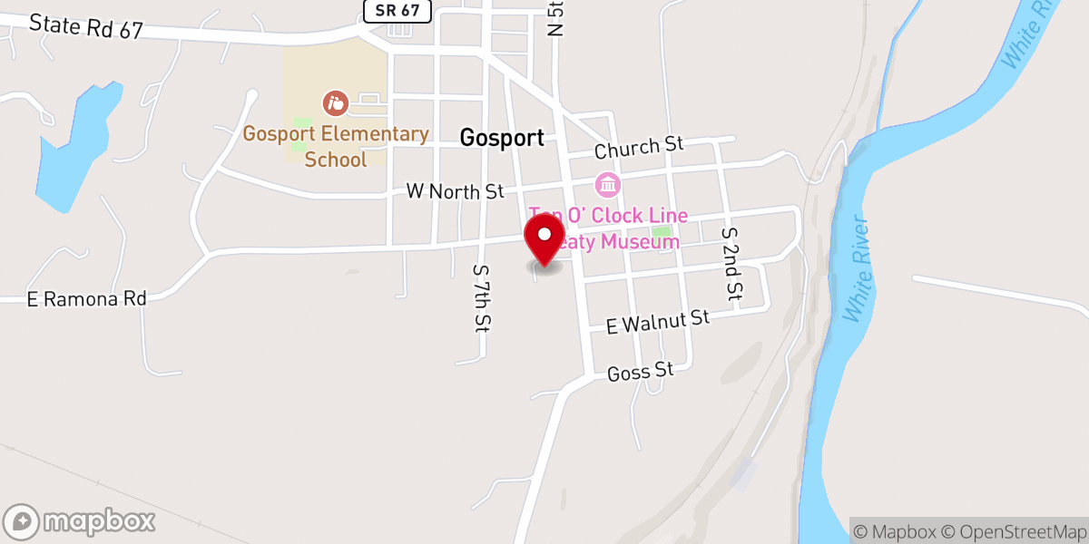 Map showing location of Gosport Baptist Church