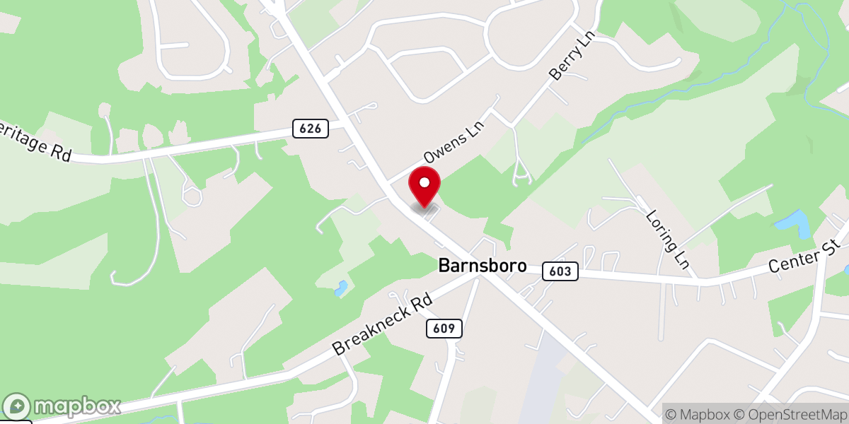 Map showing location of Barnsboro United Methodist Church