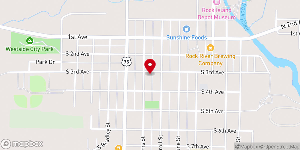 Map showing location of Ransom Church - Rock Rapids