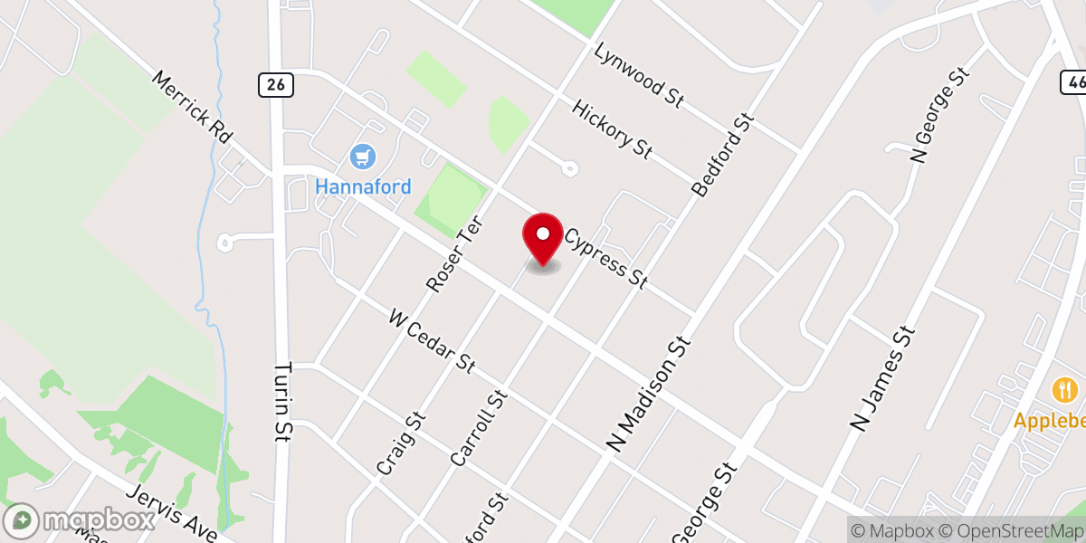 Map showing location of St John's Evangelical Lutheran