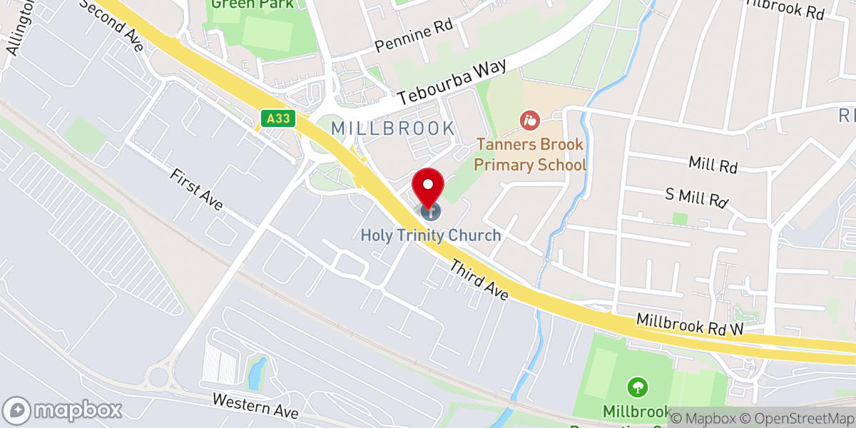Map showing location of Southampton Romanian Orthodox Parish -Sf. Calinic de la Cernica
