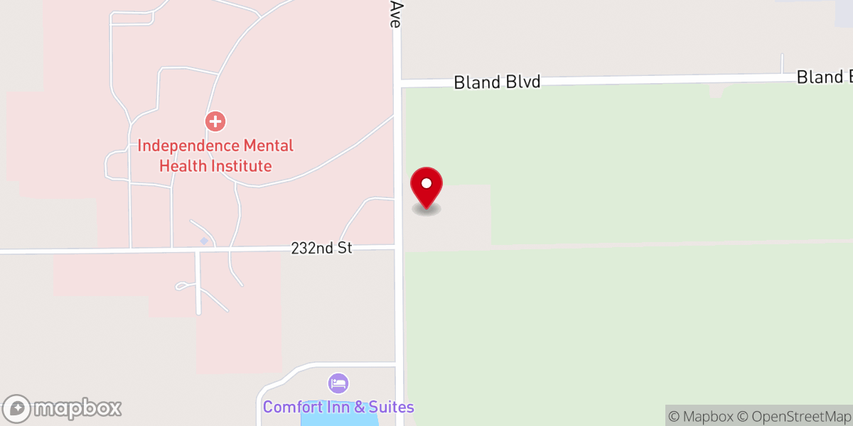 Map showing location of Prairie Lakes Church - Independence