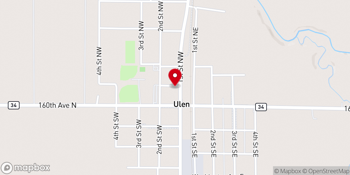 Map showing location of Ulen Museum