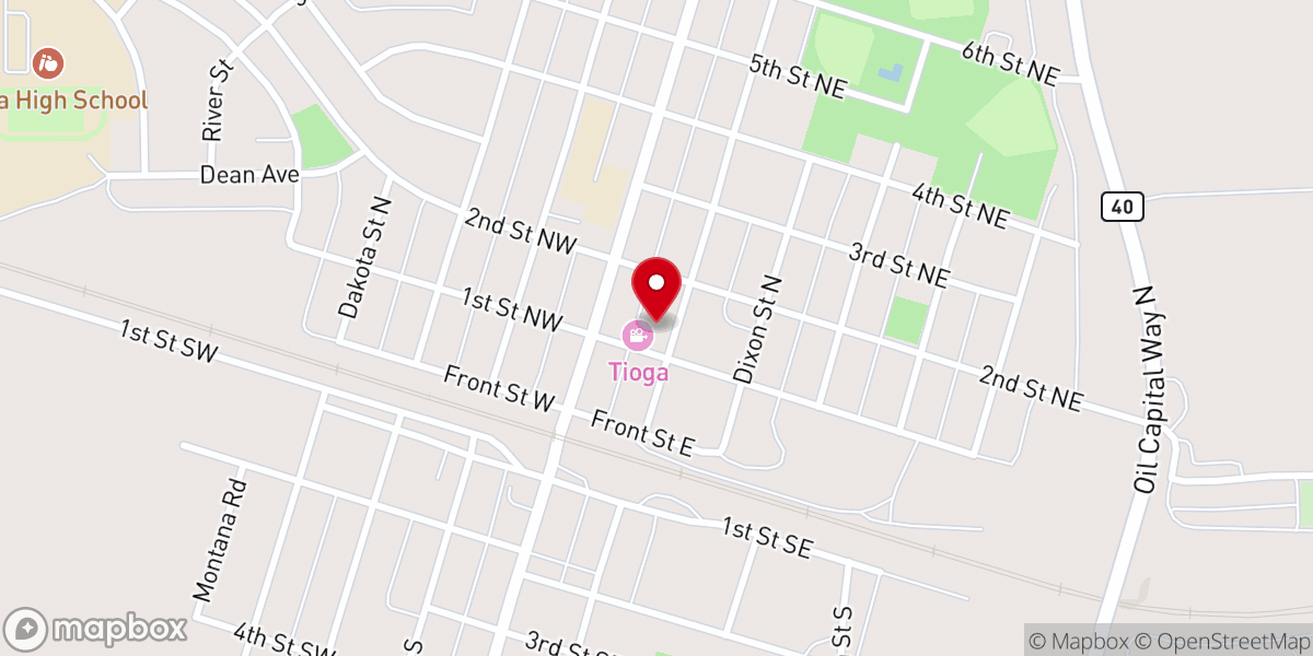 Map showing location of Tioga City Hall