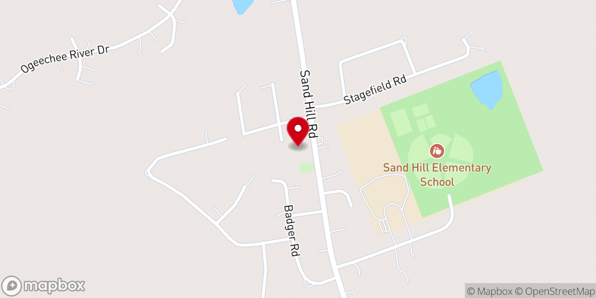 Map showing location of Sand Hill Church