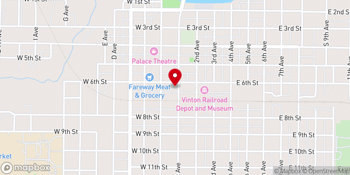 Map showing location of First Baptist Church